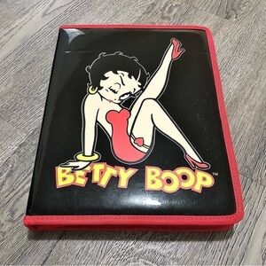 2003 Betty Boop 3-Ring Binder Notebook Zipper Black Red Yellow 10.75" x 13.75"